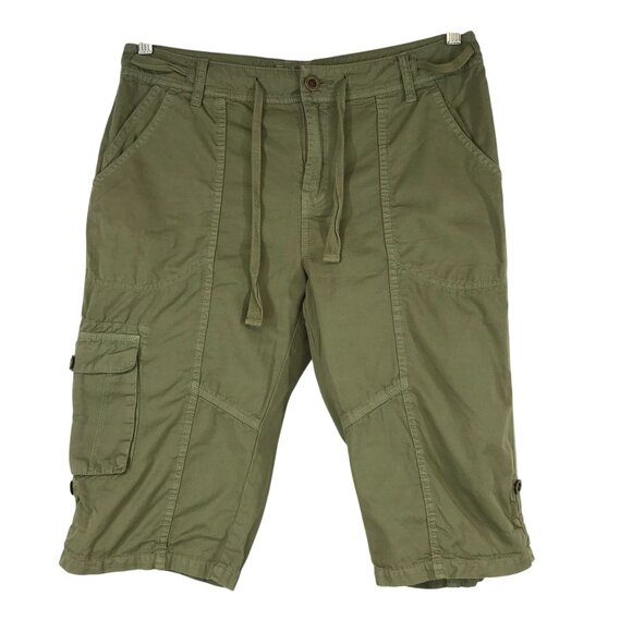 THE TERRITORY AHEAD - WOMEN'S 12 -  GREEN 100% COTTON CARGO WALKING SHORTS - Picture 1 of 7